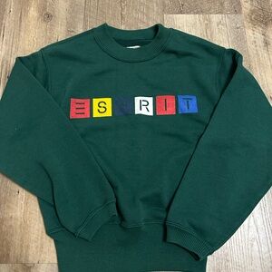 Vintage Esprit Kids Green Sweatshirt with Colorful Logo 1980’s